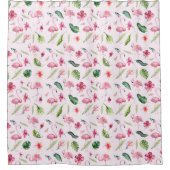 bloemen & roze flamingo douchegordijn (Voorkant)