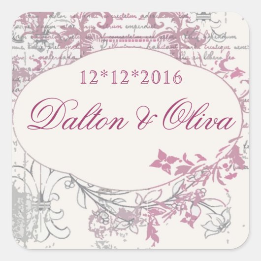 Bloemen  roze fleur Save the Date Wedding Vierkante Sticker (Voorkant)