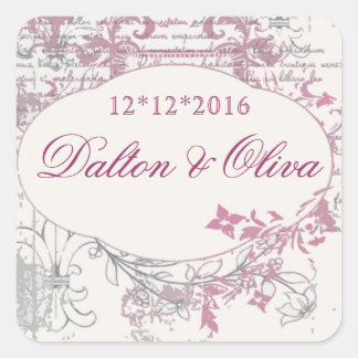 Bloemen  roze fleur Save the Date Wedding Vierkante Sticker