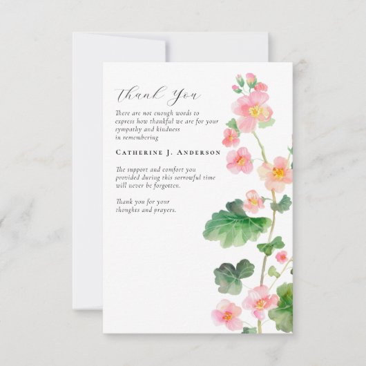 Bloemen Roze Foto Sympathy Funeral Memorial Bedankkaart (Voorkant)