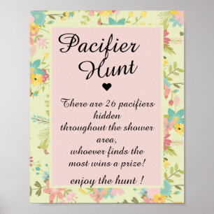 Bloemen roze geel groen fopspeen Hunt Poster