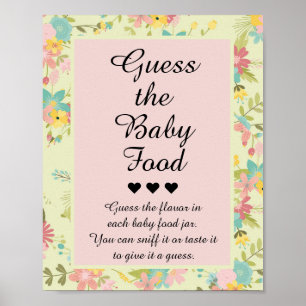 Bloemen Roze Geel Groen Raad de Baby Food Game Poster