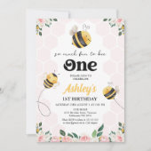 Bloemen Roze Geel Leuk om bij te zijn Een bij 1e v Kaart (Voorkant)