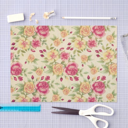 bloemen Roze gele rozen Tissuepapier (Craft)