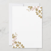 Bloemen Roze Goud Kruis Baby Meisje Doop Kaart (Achterkant)