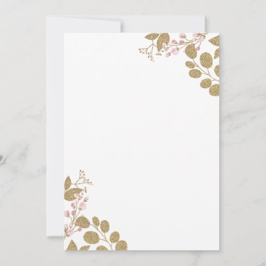 Bloemen Roze Goud Kruis Baby Meisje Doop Kaart (Achterkant)