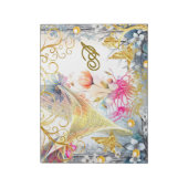 Bloemen Roze Goud Sprookjesvogel Vlinder Scrapbook Notitieblok (Linkerzijde)