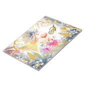 Bloemen Roze Goud Sprookjesvogel Vlinder Scrapbook Notitieblok (Schuin)