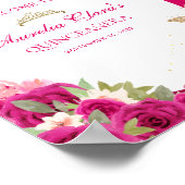 Bloemen roze goud tiara vlinder quinceañera poster (Hoek)