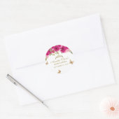 Bloemen roze goud tiara vlinder quinceañera ronde sticker (Envelop)