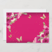 Bloemen roze goud tiara vlinder quinceanera save the date (Achterkant)