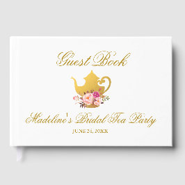 Bloemen Roze Goud Vrijgezellenfeest Tea Party Gastenboek