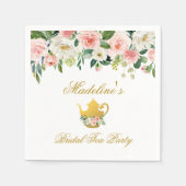 Bloemen Roze Goud Vrijgezellenfeest Tea Party Servet (Voorkant)