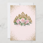 Bloemen Roze Gouden Glitter Tiara Sweet 16 Verjaar Kaart (Achterkant)