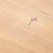 Bloemen Roze Gouden Rozen Kruis Meisje Doop Acryl Uitnodigingen (Laagn)