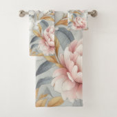 Bloemen roze grijs goud elegant bad handdoek (Insitu)