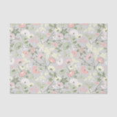 Bloemen roze groen bloemenpatroon tissuepapier (Voorkant)