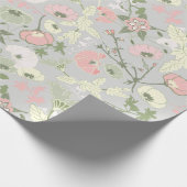 Bloemen Roze Groen Botanisch Patroon Cadeaupapier (Hoek)