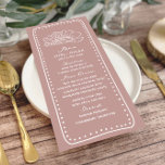 Bloemen Roze Hand getrokken Lijst bruiloft Menu<br><div class="desc">Bloemlijn tekening patroon over roze achtergrond. Witte tekst en handgetekende lijst.</div>