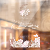 Bloemen Roze Hemelse Maan Quinceanera Welkom Raamsticker (Vel 2)