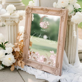 Bloemen Roze Hemelse Maan Quinceanera Welkom Raamsticker