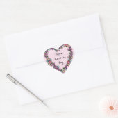 Bloemen Roze Kalligrafie Happy Valentine's Day Hart Sticker (Envelop)