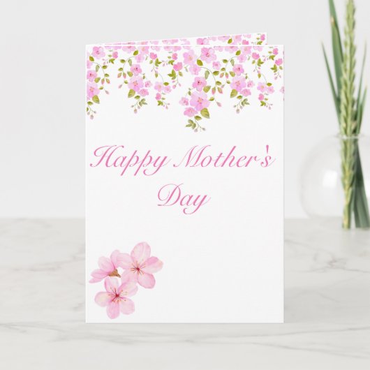 Bloemen Roze Kersenbloesem Custom Kaart (Voorkant)