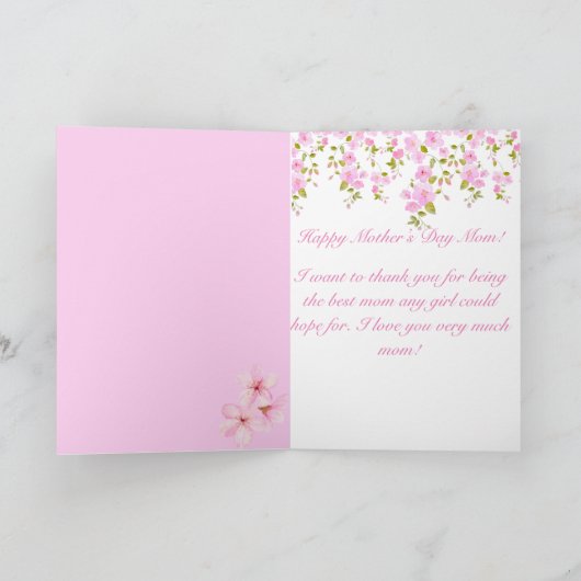 Bloemen Roze Kersenbloesem Custom Kaart (Binnen)