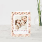  Bloemen Roze Kerst  Kaart (Voorkant)