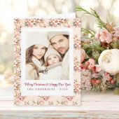 Bloemen Roze Kerst Kaart