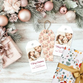  Bloemen Roze Kerstcadeau Label Cadeaulabel