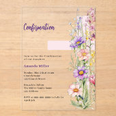 Bloemen roze kruis meisje Bevestiging duidelijk Acryl Uitnodigingen (Voorkant)