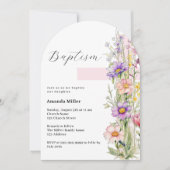 Bloemen roze kruis meisje Doopsel boog Kaart (Voorkant)