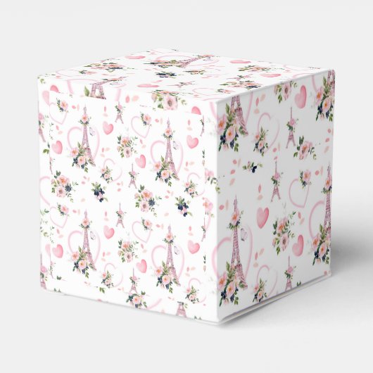 Bloemen roze kussen Parijs Bedankdoosjes (Achterkant)