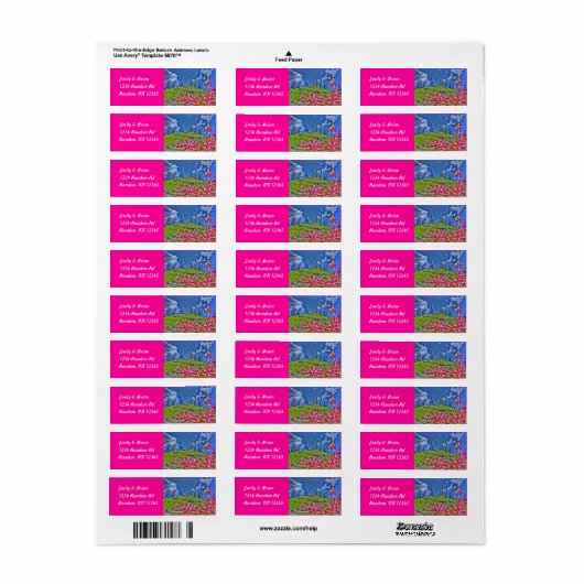  bloemen roze labels (Full Sheet)