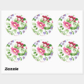 Bloemen Roze lavendel pansies Ronde Sticker (Vel)