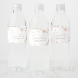 Bloemen Roze Lente Baby in Bloom Baby shower Waterfles Etiket