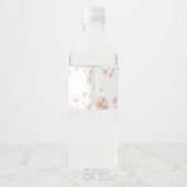 Bloemen Roze Lente Baby in Bloom Baby shower Waterfles Etiket (Achterkant)