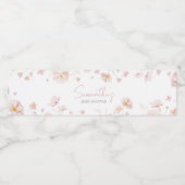 Bloemen Roze Lente Baby in Bloom Baby shower Waterfles Etiket (Enkel label)