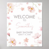 Bloemen Roze Lente Baby in Bloom Welkom Poster (Voorkant)
