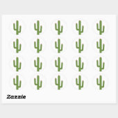 Bloemen Roze Liefde Groene Cactus Roze Bloemen Ronde Sticker (Vel)