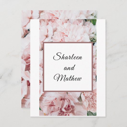 Bloemen Roze Magnolia bruiloft uitnodiging (Voorkant / Achterkant)