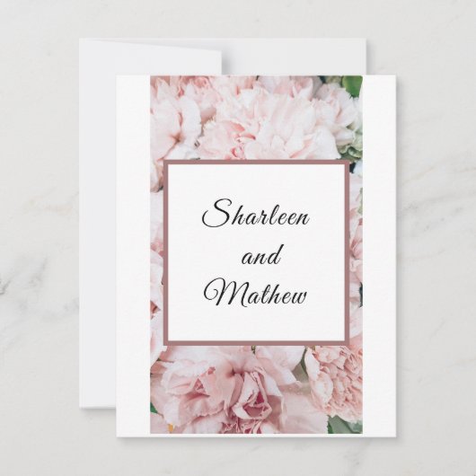 Bloemen Roze Magnolia bruiloft uitnodiging (Voorkant)