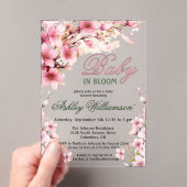 Bloemen Roze Meisje Baby in Bloom Waterverf Acryl Uitnodigingen (Insitu (Draagbaar))