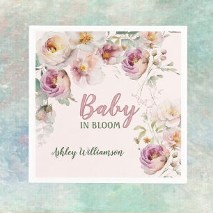 Bloemen Roze Meisje Baby in Bloom Waterverf Servet