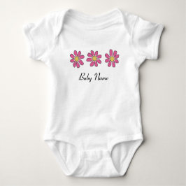 Bloemen roze met Baby-naam Romper
