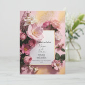 Bloemen roze nikkah uitnodiging (Staand voorkant)