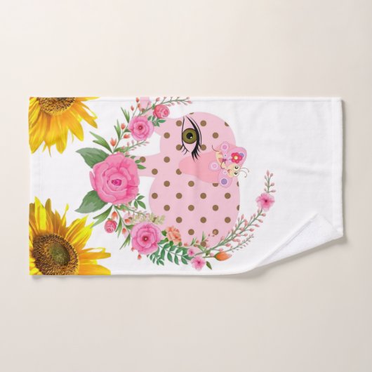 Bloemen roze olifant badhanddoek sets bad handdoek (Handdoek)