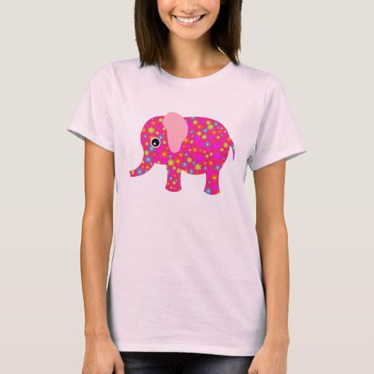 Bloemen Roze Olifant Neon Blauw Raglan Peuter T-sh T-shirt (Voorkant)