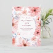 Bloemen roze om het even welke verjaardag kaart (Staand voorkant)